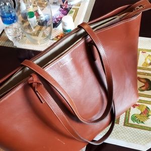 Massimo Dutti Solid Leather Tote